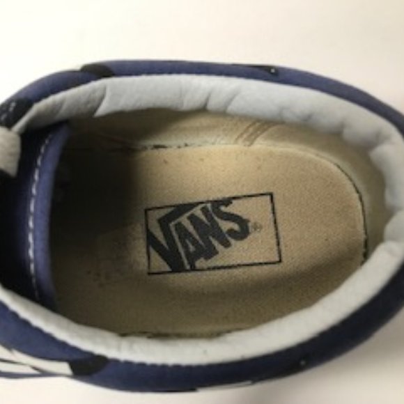 Vans Old Skool Checker Flame in Navy Blue Checker/True White Canvas Skate Shoes - Picture 4 of 16